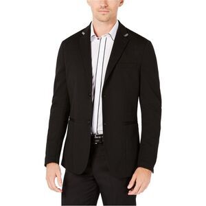 Ryan Seacrest Mens Knit Two Button Blazer Jacket, Black, NWT